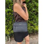 Bolsa Cris Couro Legítimo Preta