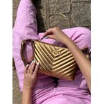 Bolsa Helena Metalizada Bronze Couro Legítimo