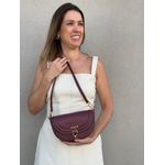 Bolsa Luna Couro Legítimo Bordô