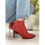 Bota Feminina Couro Vermelha Salto Fino 