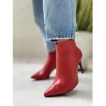 Bota Feminina Couro Vermelha Salto Fino 