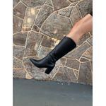 Bota Mary Couro Cano Longo Preta 
