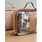 Kit 3 Necessaires em Couro Nude Vinil Transparente
