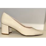 Scarpin Salto Bloco Médio Verniz Off White