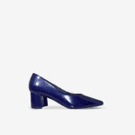 Scarpin Salto Bloco Médio Verniz Azul Marinho