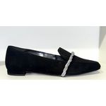 Mocassim Preto Detalhe Tira Prateada Brilhante
