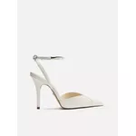 Scarpin Arezzo Branco Couro Salto Alto Tira Metal
