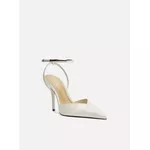 Scarpin Arezzo Branco Couro Salto Alto Tira Metal