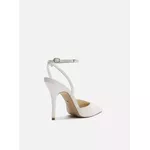 Scarpin Arezzo Branco Couro Salto Alto Tira Metal
