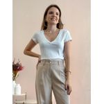 Blusa Decote V - Offwhite