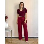 Calça Wide Leg Ananda - Cereja