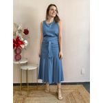 Saia Midi Fernanda - Azul