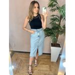 Saia Midi Jeans Fenda