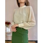 Blusa Chiffon Poá Manga Longa
