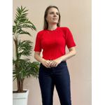 Blusa Cintia Tricô Básica - Vermelha
