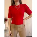 Blusa Cintia Tricô Básica - Vermelha