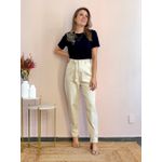 Tshirt Sarah Bordada - Preta