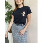 Tshirt Algodão Bordada - Preto