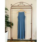 Vestido Linho Fenda Lateral - Azul jeans