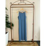 Vestido Linho Fenda Lateral - Azul jeans
