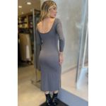 Vestido Adriana Midi Canelado - Cinza