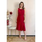 Vestido Linho Midi - Vermelho