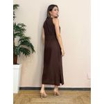Vestido Linho Fenda Lateral - Marrom
