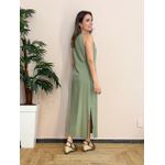 Vestido Linho Fenda Lateral - Verde Bambu