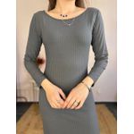 Vestido Adriana Midi Canelado - Cinza