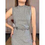 Vestido Isabela Midi Canelado - Cinza