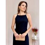 Vestido Linho Fenda Lateral - Preto