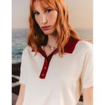 Camiseta Gola Polo Tricot Flora Vinho Aquarella