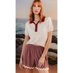 Camiseta Gola Polo Tricot Flora Vinho Aquarella