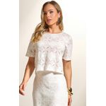 Blusa Manga Curta Em Renda Off-White - Displicent