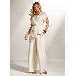 Calça Pantalona Com Pregas Toscana Linen - Displicent