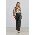 Calça Reta Em Courino Básica Preto