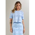 Blusa Manga Curta Em Renda Azul - Displicent
