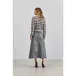 Saia Midi Em Courino Recortes Cinza