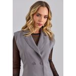 Vestido Curto Em Alfaiataria Gola Blazer Cinza