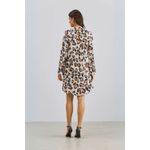 Vestido Curto Manga Longa Plissado Onça