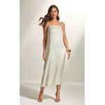 Vestido Midi Acetinado Com Renda 