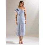 Vestido Midi Com Babados Listrado - Displicent