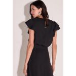 Blusa Com Babados Em Crepe Preto