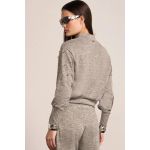 Blusa Em Malha Tricô Com Elastano e Aplicação de Pedrarias Cinza