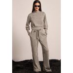 Blusa Em Malha Tricô Com Elastano e Aplicação de Pedrarias Cinza