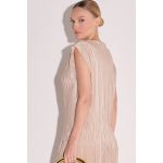 Blusa Muscle Em Tecido Plissado Bege Claro