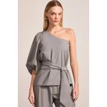 Blusa Um Ombro Só em Blend de Viscose 