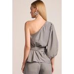 Blusa Um Ombro Só em Blend de Viscose 