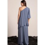 Blusa Assimétrica Em Crepe Azul Escuro