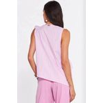 Blusa sem Mangas com Babados em Tricoline Listrado 76935 Linzzi